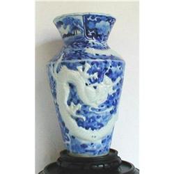  ARITA BLUE AND WHITE DRAGON VASE, EDO #1348841