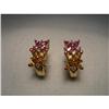 Image 1 : Rare 14K Diamond Multi-Color Sapphire Earrings #1349129