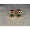 Image 1 : Estate 14K YG Gold Emerald Ruby Drop Earrings #1349131