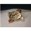 Image 1 : 14K YG Ruby Pearl Etruscan Pendant Brooch #1349180
