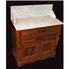 Image 1 : Burled Walnut Marble Top Dry Sink 19c Victorian#1349481