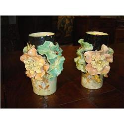 Pair of small Barbotine Vases #1349589