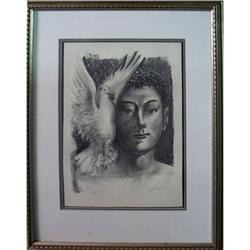 Framed Aaron   Face with Dove Lithograph #1365734