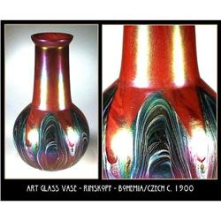 BOHEMIAN ART GLASS VASE / RINDSKOPF 1900 #1366012