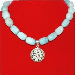 STERLING SILVER DALMATIAN AGATE NECKLACE #1366097