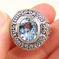 STERLING SILVER Estate BLUE TOPAZ Ring Sz 6.5 #1366099