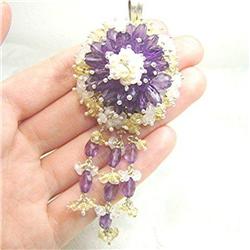 STERLING SILVER AMETHYST CITRINE PEARL Pendant #1366102