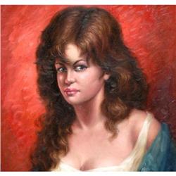 ORIG OIL PAINTING PORTRAIT OF A YOUNG LADY #1366139