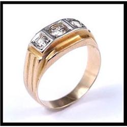 1930's Vintage Two Tone Gold Man's Diamond Ring#1366189