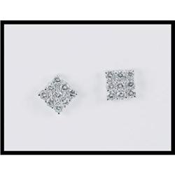 Square Shaped 14K White Gold Diamond Earrings #1366191