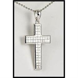 PRINCESS DIAMOND 18K CROSS PENDANT WAS $1335.00#1366194