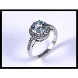 14K White Gold Aquamarine and Diamond Ring #1366212