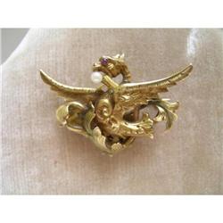 French Antique 18 Ct. Griffin Brooch #1366240