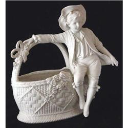 White Parian Basket and Boy Figurine #1366250