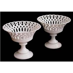 Reticulated Pair of Compotes / Footed Bowls #1366252