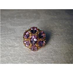 Estate 14K YG Gold Amethyst Floral Flower Ring #1366283