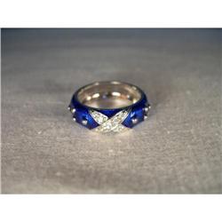 Authentic 18K Hidalgo Enamel X Diamond Band #1366289