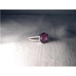 Estate 14K WG White Gold Amethyst Diamond Ring #1366292