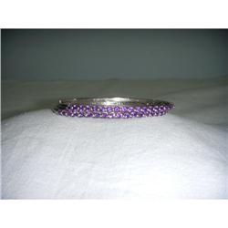 Estate 14K WG Gold Amethyst Bangle Bracelet #1366293