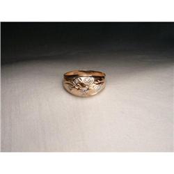 14K Pink Rose Gold Diamond Leaf Band Ring  #1366297