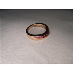 Estate 14K Pink Rose Gold Sapphire Band Ring  #1366300