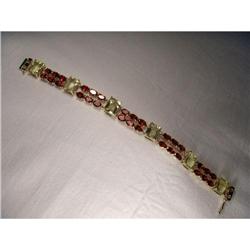 Estate 14K YG Gold Lemon Quartz Garnet Bracelet#1366324