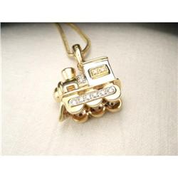 14K YG 2-Tone Gold Diamond Train Pendant #1366327