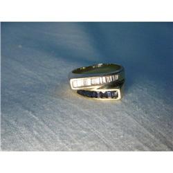 14K Gold Baguette Diamond Sapphire Band Ring #1366328