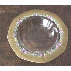  Gold rimmed & enamel flower dessert set #1366338