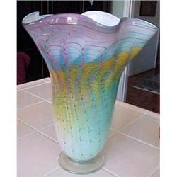 Handkerchief top colorful art glass vase by #1366340