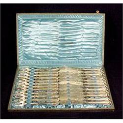 Antique Coin Silver Fish Service Forks Knives #1366359