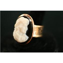 Victorian Hardstone / Onyx Cameo Man's Ring #1366476