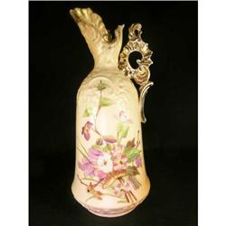 LOVELY ANTIQUE FLORAL CARLSBAD EWER VASE  #1366524