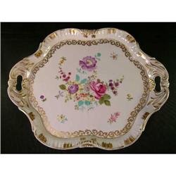 GORGEOUS ANTIQUE HAND PAINTED GILT FLORAL TRAY #1366526