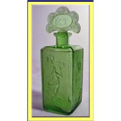 CZECH GLASS PERFUME BOTTLE WOMEN CHERUBS HEARTS#1366625