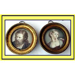 PAIR EARLY 18C MINIATURE PORTRAITS FRENCH #1366628