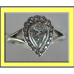 1920'S PEAR SHAPED DIAMOND RING. #1366635