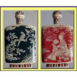 JAPANESE HANDPAINTED IVORY SNUFF BOTTLE BIRD #1366641