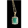 Image 1 : Estate Emerald & Diamond gold necklace pendant #1377598