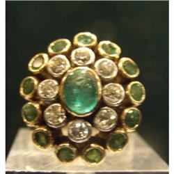 Estate Emerald & Diamond Yellow Gold Ring 14kt #1377601