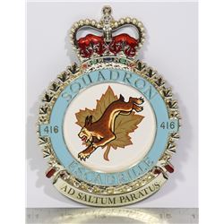 MILITARY INSIGNIA- 416 SQUADRON- METAL- 6 1/4"