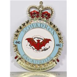 MILITARY INSIGNIA- 440 SQUADRON- METAL- 6 1/4"