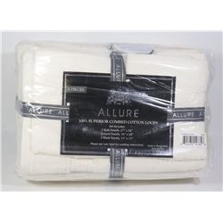 NEW IVORY ALLURE 6 PIECE TOWEL SET, 100% COMBED