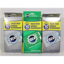 LOT OF GUM-3 VALUE PACKS EXCEL GUM, 2 POLAR ICE