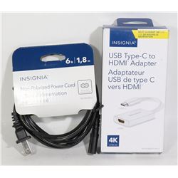 INSIGNIA USB TYPE C ADAPTER & NON POLARIZED POWER