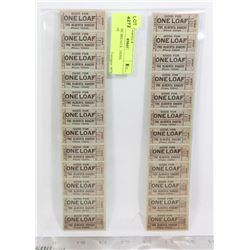 WAR TIME BREAD RATIONS COUPONS