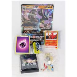 POKEMON SET OF CARDS, SLEEVES, PINS ETC.