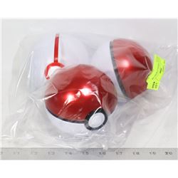 LOT OF 3 POKEBALLS WITH CARDS, DICE ETC.
