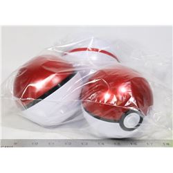 LOT OF 3 POKEBALLS WITH CARDS, DICE ETC.