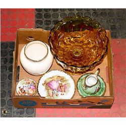 LIMOGES AND ANCHOR HOCKING ITEMS.